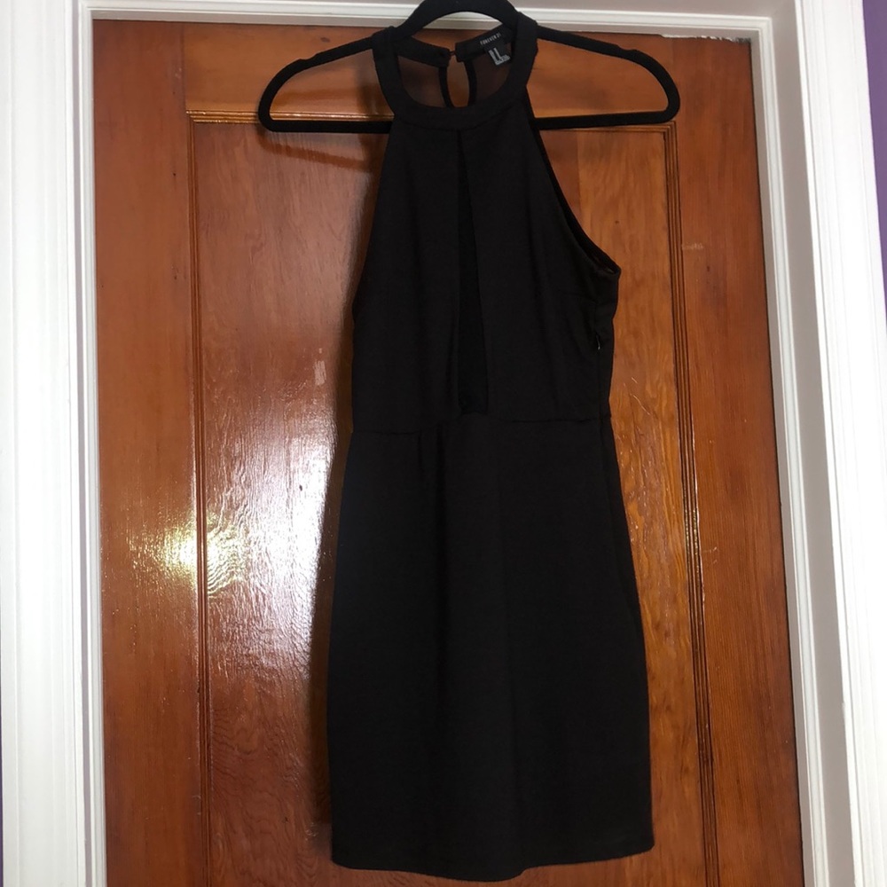 Mini black halter body on dress